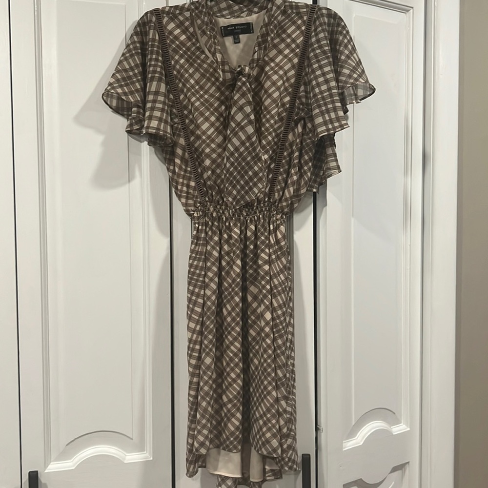 Max Studio Brown Plaid Dress S